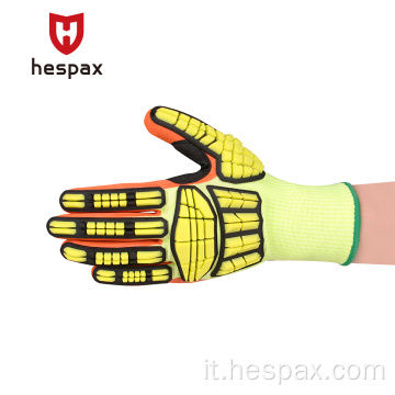 Guanto da costruzione anti-impatto anti-impatto Nylon Nylon Hespax